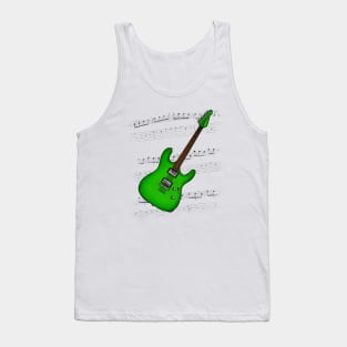 Guitar Tab Electric Guitarist Music Notation Musician (Green) Tank Top